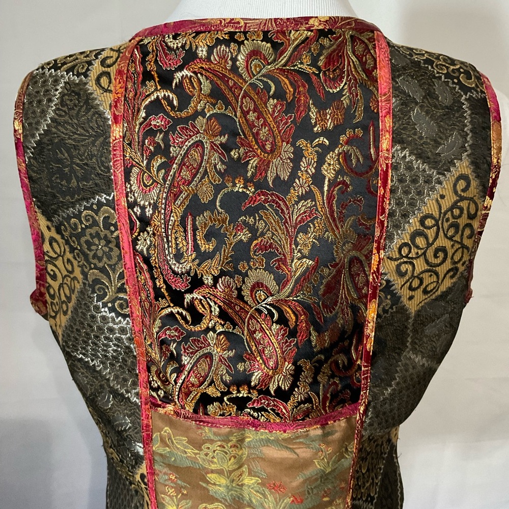 Vintage Ruby Rd Patchwork Tapestry Vest With Pock… - image 6